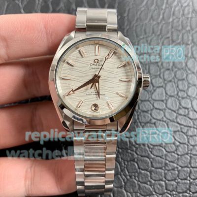 VS Factory Swiss Replica Omega Seamaster Aqua Terra Watch SS White Dial